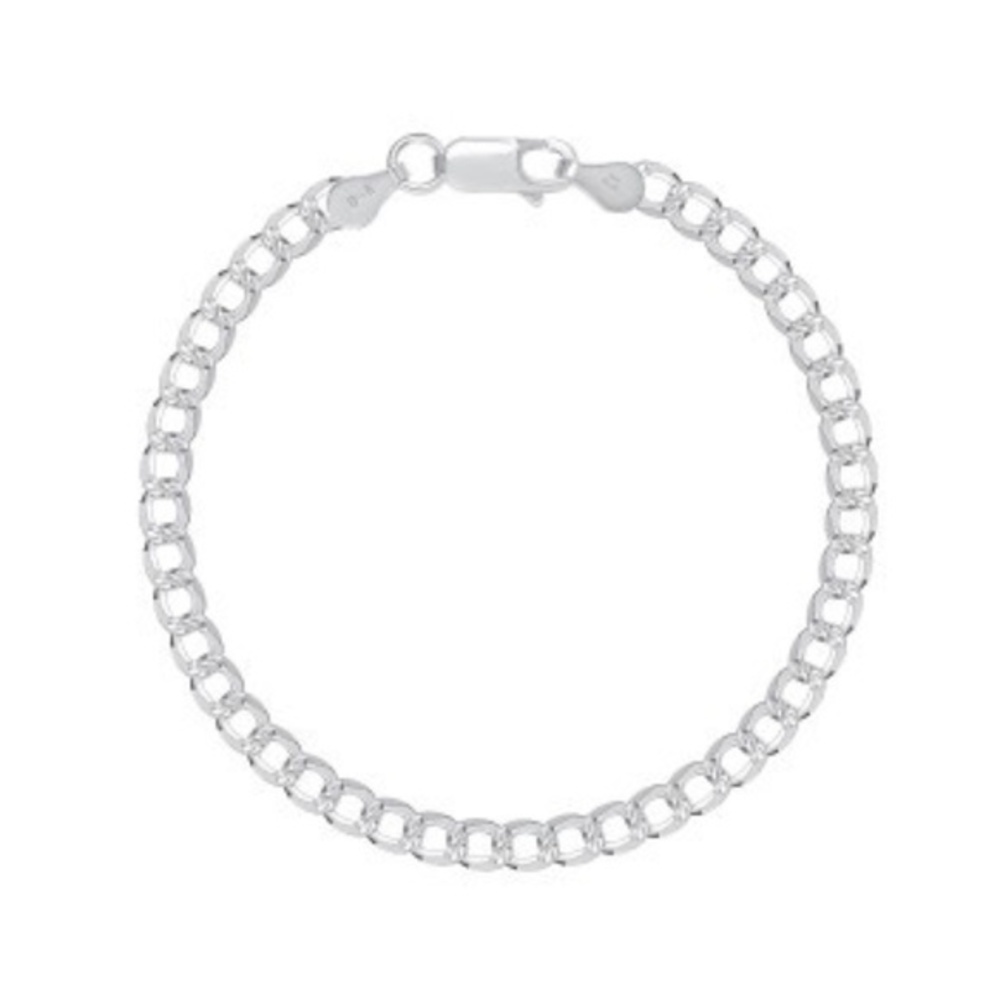 925 SILVER CURB PAVE CHAIN BRACELET 8" INCHES